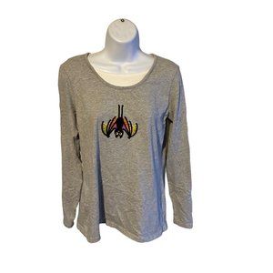 Holiday Editions Halloween Bat beaded rainbow size M top